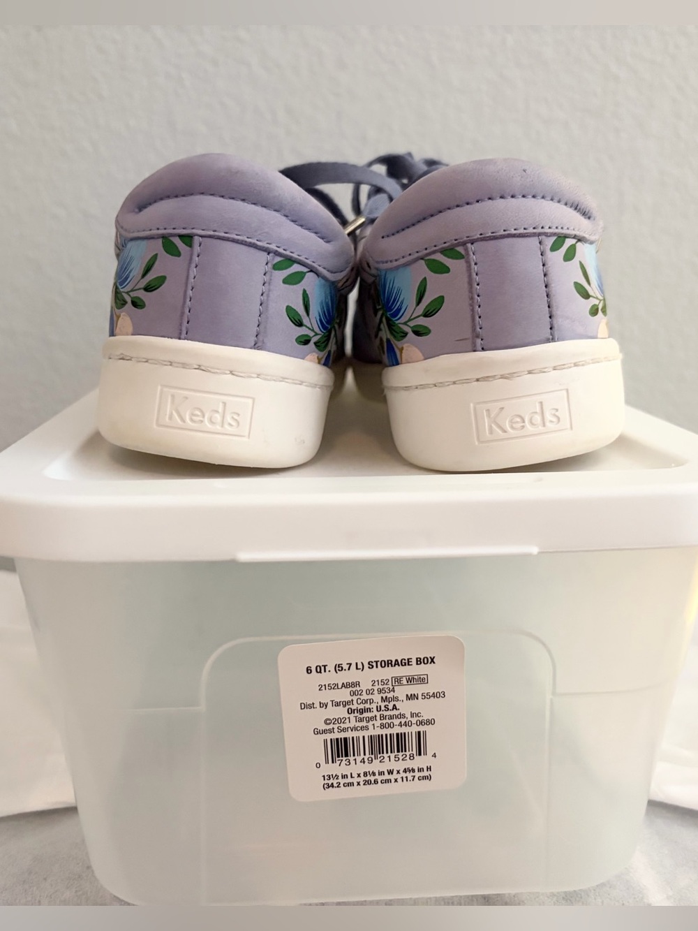EUC Keds x Rifle Paper Co. Ace Low-Top Leather Sneaker in Botanical/Forever Blue - Picture 10 of 11